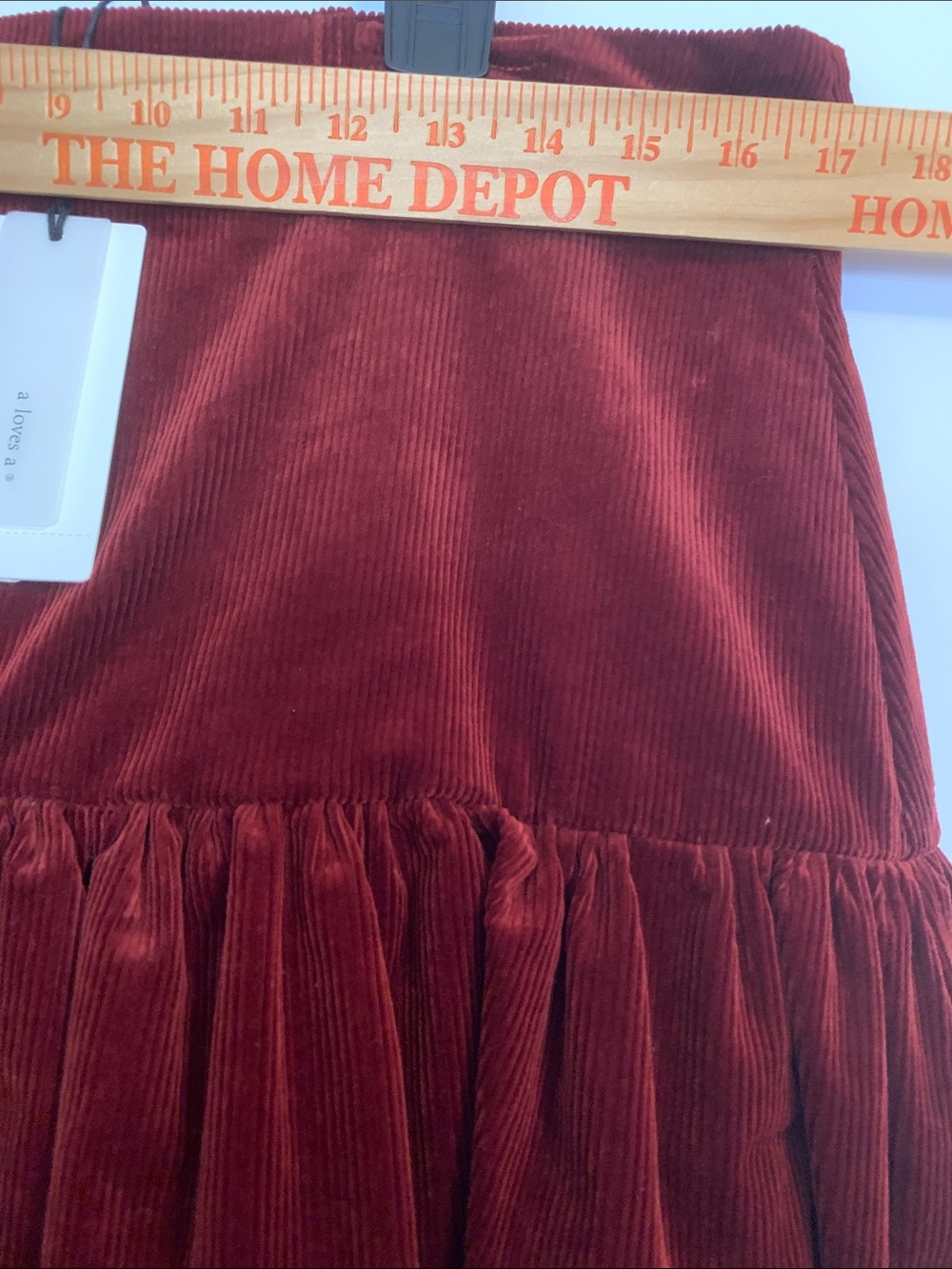NWT A Loves A Vine Red Corduroy Tiered Midi Bohemian Skirt Size L - Picture 3 of 10